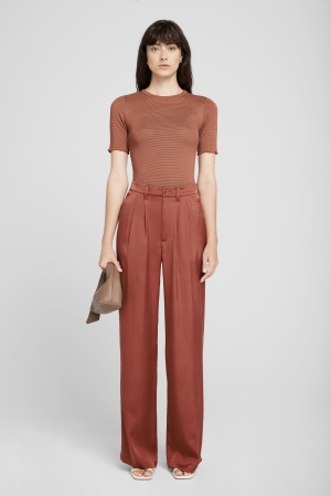 Anine Bing Carrie Byxor Dam Terracotta Silk | 890617RYZ