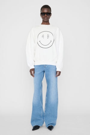 Anine Bing JaciSmiley Sweatshirt Dam Vita | 435962AGO