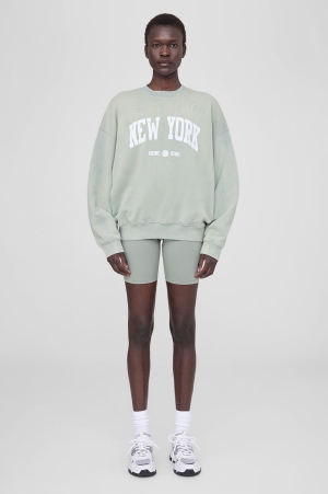 Anine Bing JaciUniversity New York Sweatshirt Dam Washed Faded Seafoam | 695142MFG