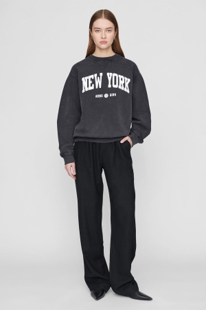 Anine Bing RamonaUniversity New York Sweatshirt Dam Svarta | 621587LPM